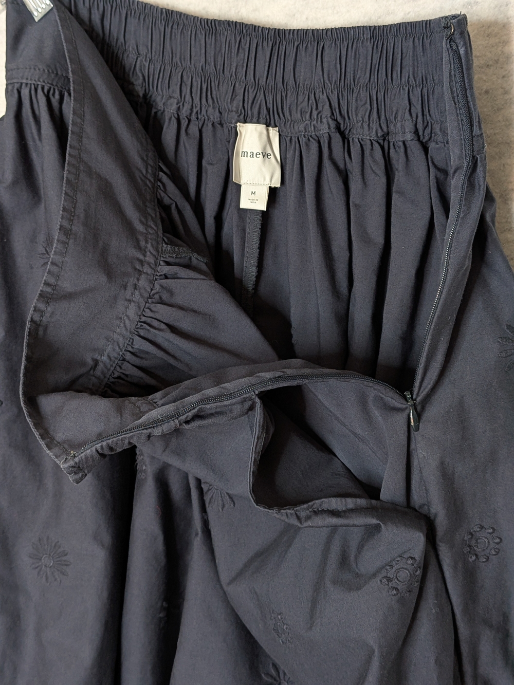 Maeve By Anthro Embroidered Skirty Culottes Eyelet Wide-Leg Dark Navy Sz M - Picture 9 of 14